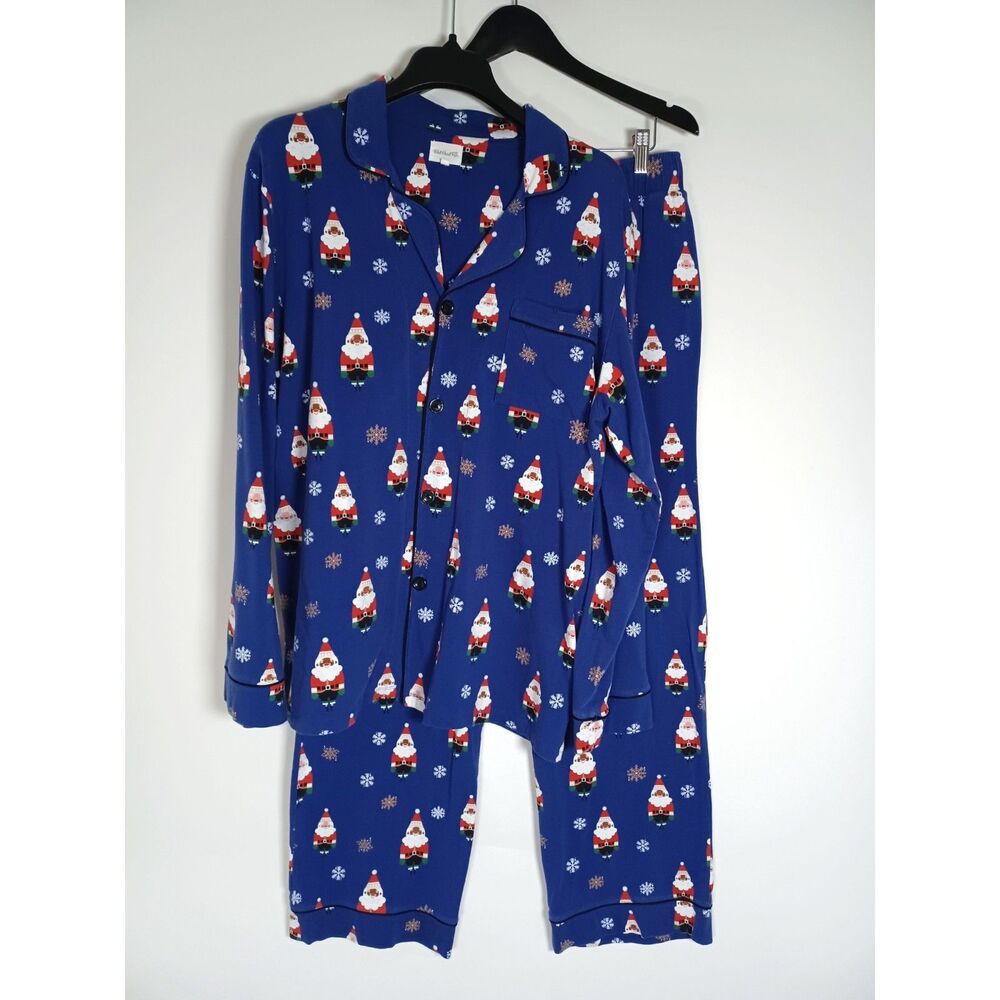 BedHead PJs Pajama Set Mens Large Organic Santa Claus Neiman Exclusive 2 Piece